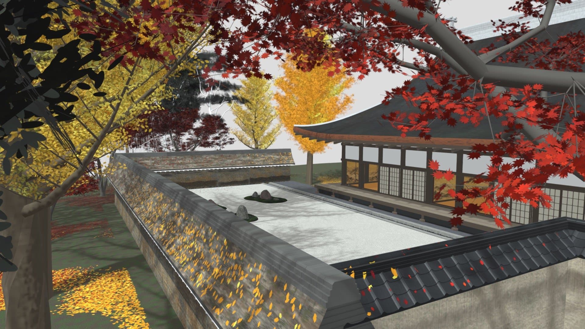 Ryoanji Temple (龍安寺）- Autumn Japanese Zen Garden