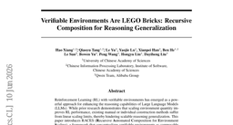 Verifiable Environments Are LEGO Bricks: Recursive Composition for Reasoning Generalization