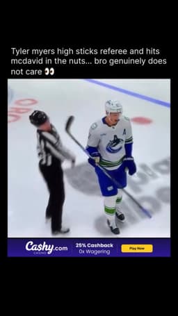 Tyler Myers clips referee, hits McDavid with a 'cup check,' and walks ...