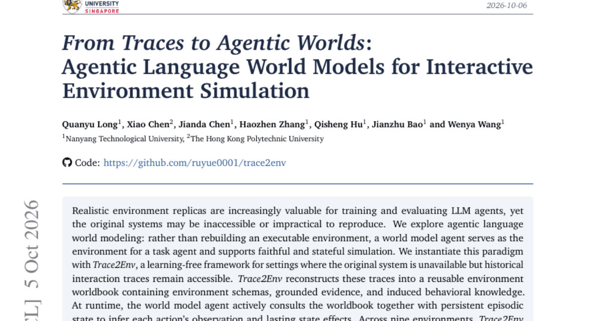 From Traces to Agentic Worlds: Agentic Language World Models for Interactive Environment Simulation