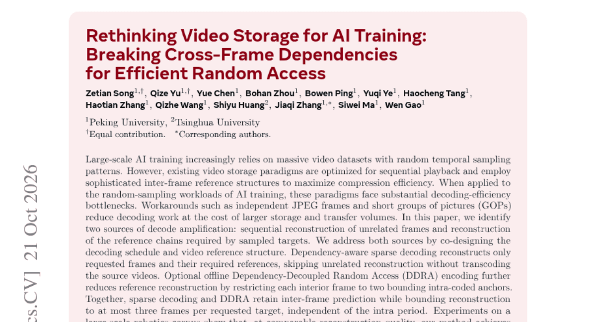 Rethinking Video Storage for AI Training: Breaking Cross-Frame Dependencies for Efficient Random Access