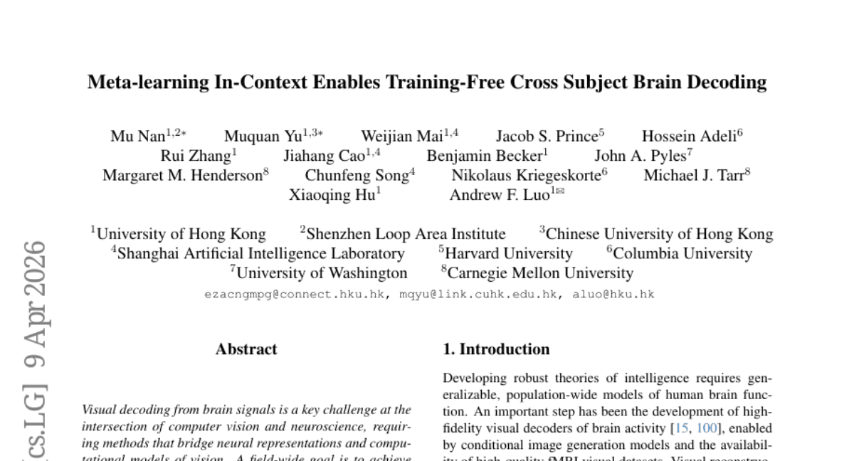Meta-learning In-Context Enables Training-Free Cross Subject Brain Decoding