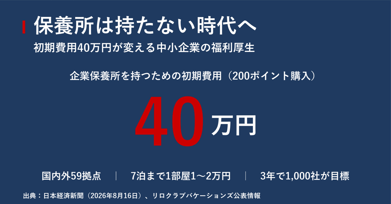 保養所は持たない時代へ 初期費用40万円が変える中小企業 ...