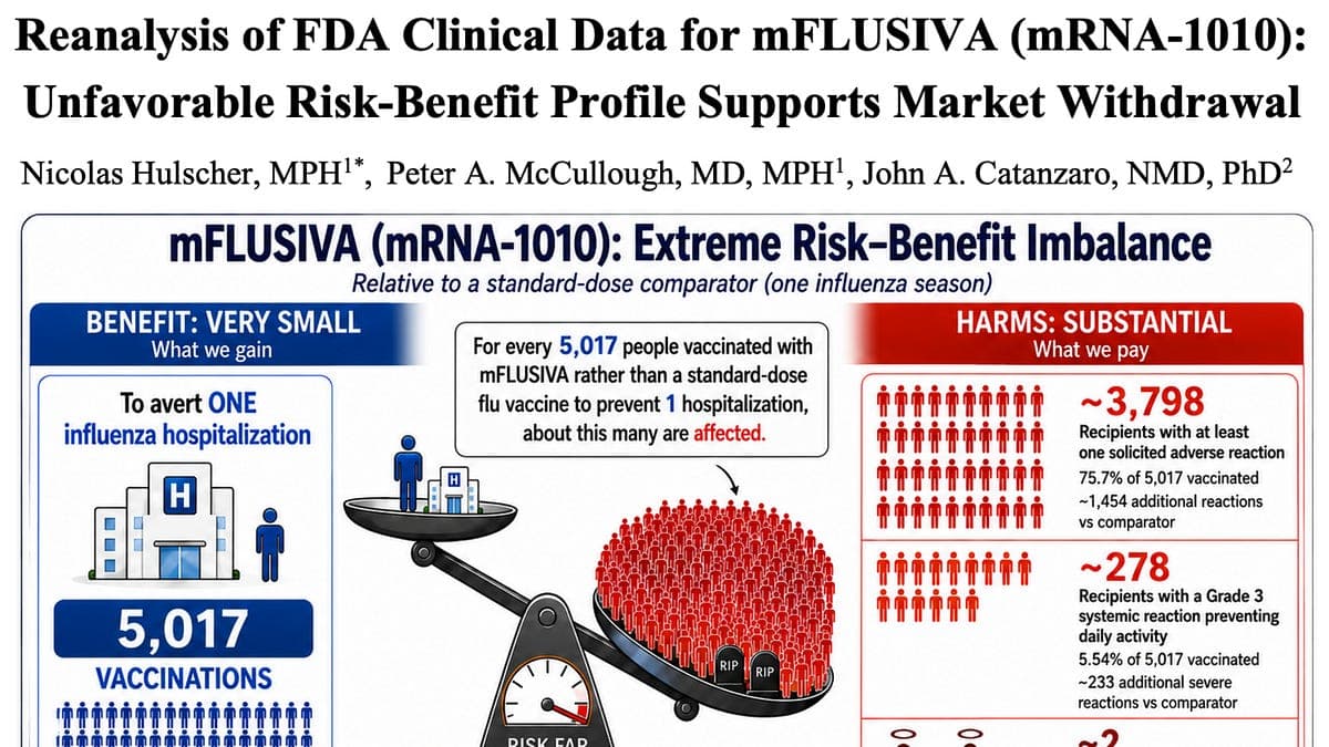 BREAKING: FDA Data Reanalysis Sent to Secretary Kennedy Finds Moderna’s mRNA Flu Shot Approval Should Be Immediately Withdrawn