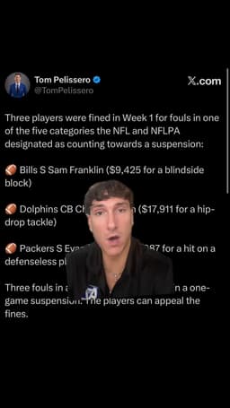 Buffalo Bills' Sam Franklin Is ONE More Fine Away From Suspension