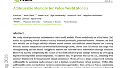 Addressable Memory for Video World Models