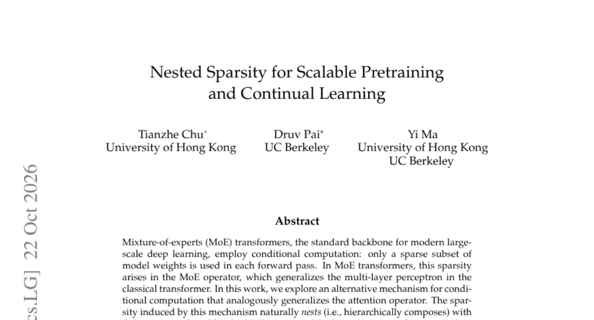 Nested Sparsity for Scalable Pretraining and Continual Learning