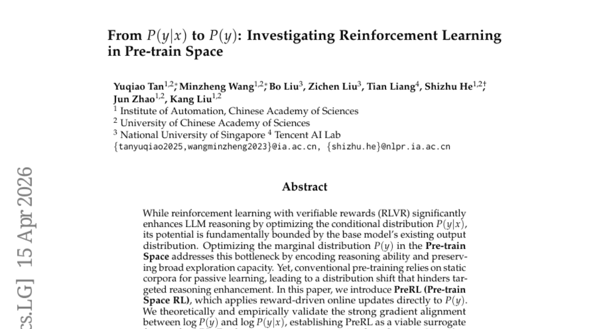 From P(y|x) to P(y): Investigating Reinforcement Learning in Pre-train Space