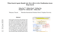 When Search Agents Should Ask: DiscoBench for Clarification-Aware Deep Search