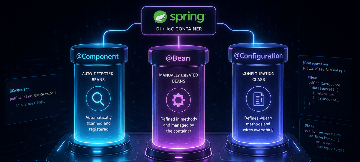 @Bean vs @Component vs @Configuration | @Bean, @Component, and @Configuration in sprin boot | Javarevisited