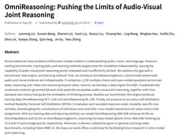@_akhaliq: OmniReasoning

Pushing the Limits of Audio-Visual Joint Reasoning

paper: https://t.co/SUbmEsqz1z ht...