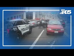 Stolen car gets stuck during Tacoma police chase