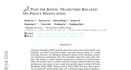 Pass the Baton: Trajectory-Relayed On-Policy Distillation