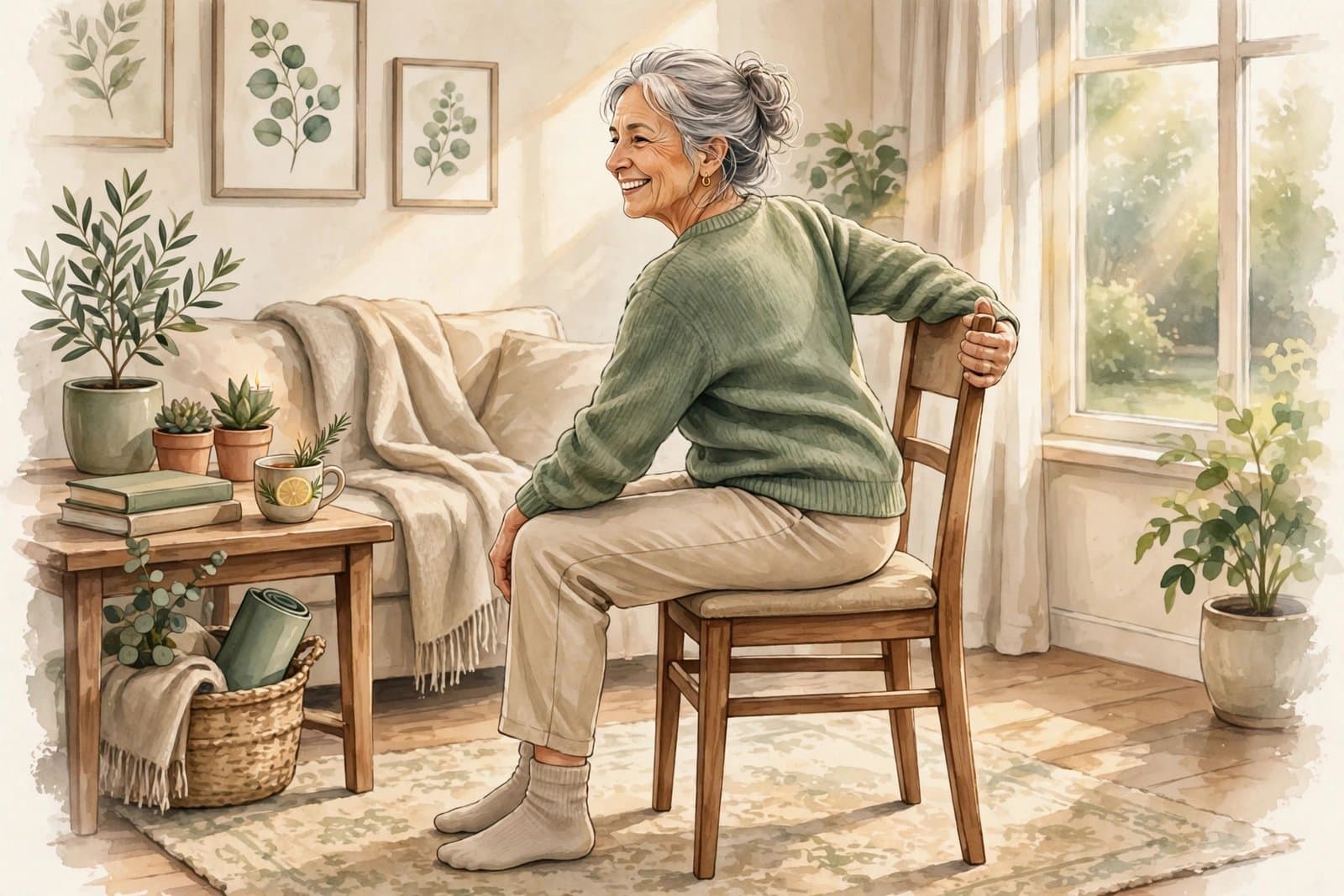 10 Gentle Chair Yoga Poses for Seniors | Free Printable Routine