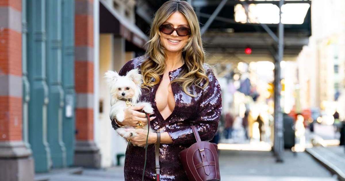 Heidi Klum's Sequined Micro Mini Has a Dramatic Neckline for NYC Outing - Reality Tea