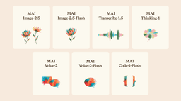 Microsoft has announced seven AI models, including 'MAI-Thinking-1,' which has performance equivalent to Claude Sonnet 4.6, and the voice clone model 'MAI-Voice-2.'