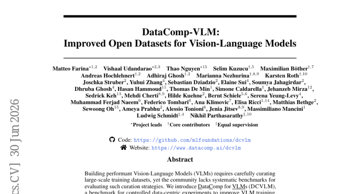 DataComp-VLM: Improved Open Datasets for Vision-Language Models