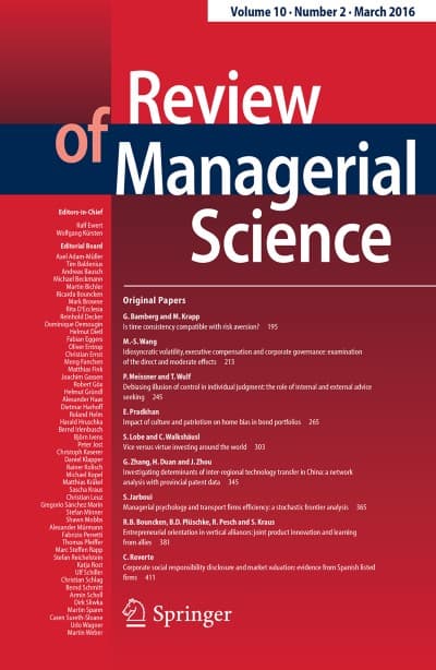 Value-based management sophistication, risk management, and shareholder value: evidence from credit ratings | springerprofessional.de