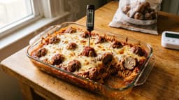 Dump-and-Bake Meatball Casserole: Frozen, No Thaw, Timed