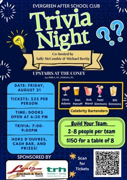 Evergreen After School Club Presents Trivia Night