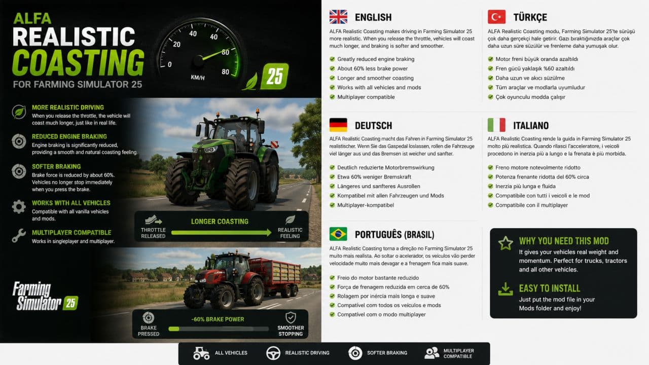 Realistic Coasting FS25