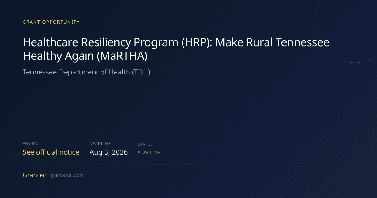 Make Rural Tennessee Healthy Again (MaRTHA) (2026)