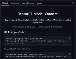 @ClementDelangue reposted: We just released TensorRT Model Connect in Public Preview.

You can take a suppo...