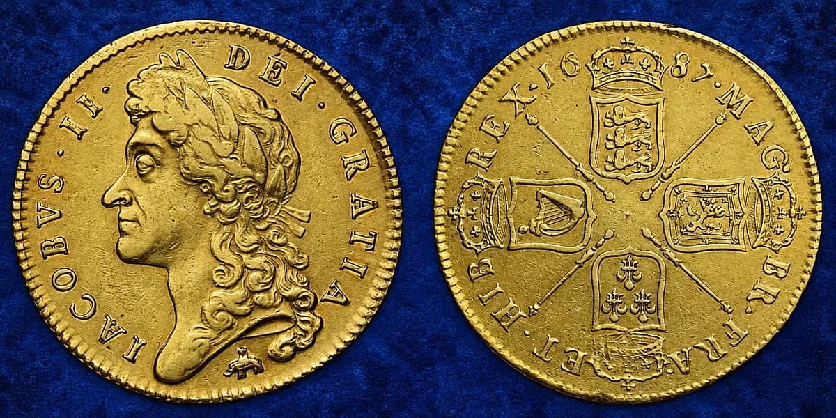 Rare 1687 James II Five Guineas part of Sovereign Rarities Auction ...
