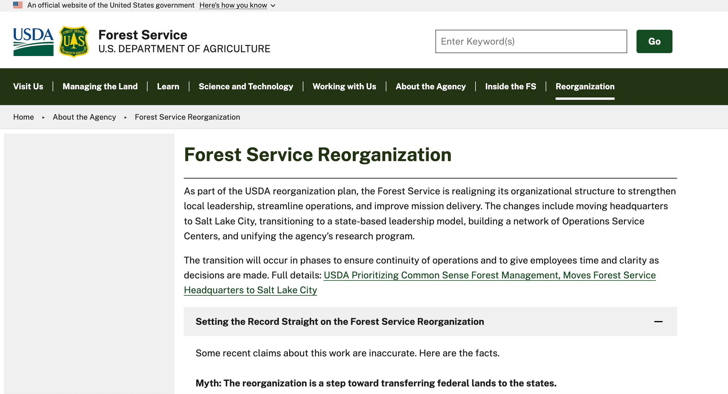 White House Confirms Forest Service Dismantling in Rebuttal