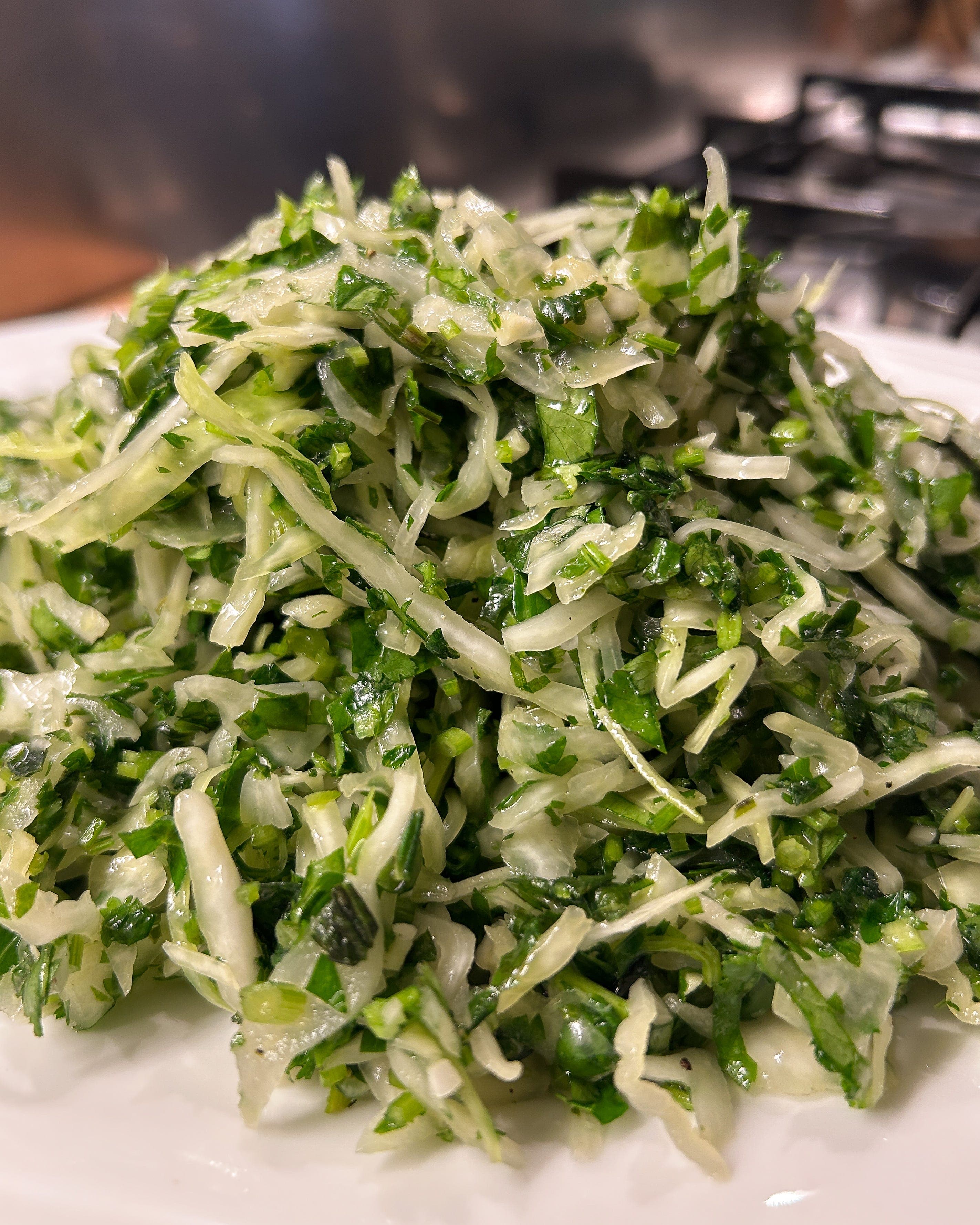 super-herby garlicky spring slaw