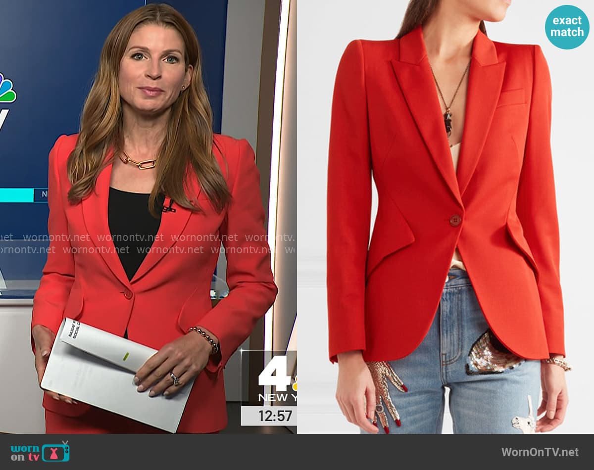 Jen Maxfield's red blazer on NBC News Daily