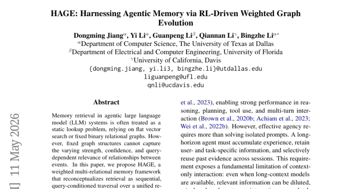 HAGE: Harnessing Agentic Memory via RL-Driven Weighted Graph Evolution