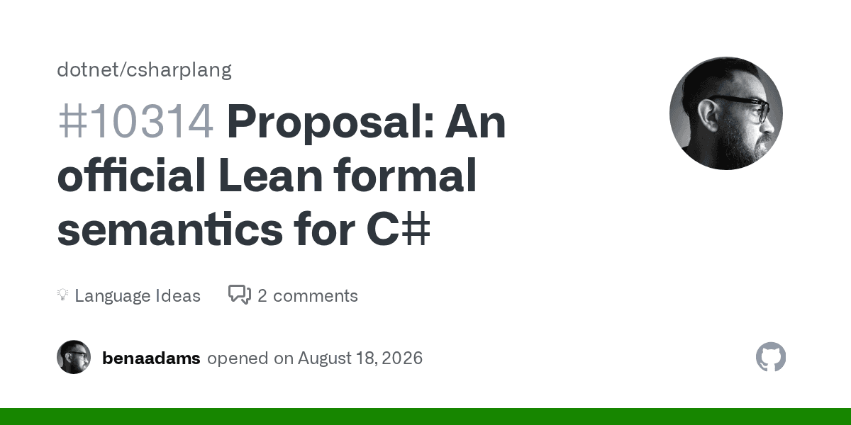 Proposal: An official Lean formal semantics for C# #10314