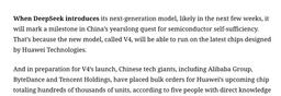 @Scobleizer reposted: 🐳DeepSeek delayed its V4 model release so it could run on Huawei's chips. import...