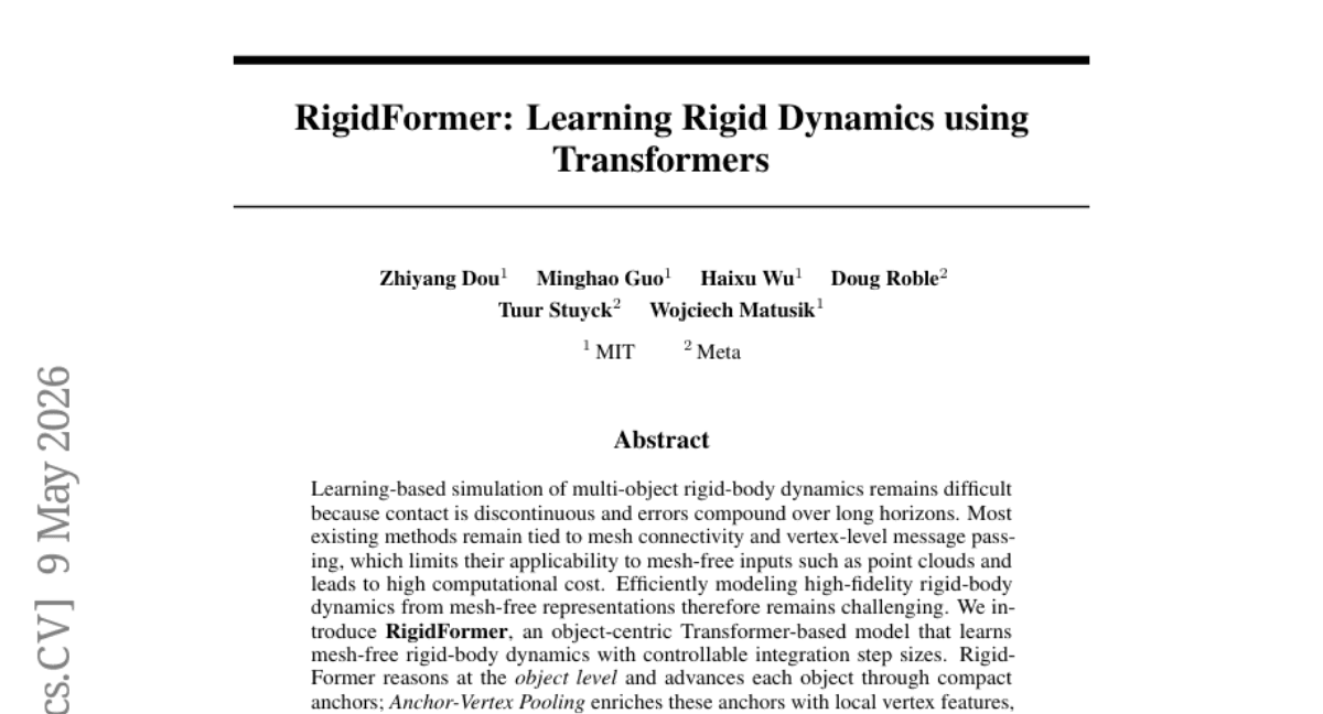 RigidFormer: Learning Rigid Dynamics using Transformers