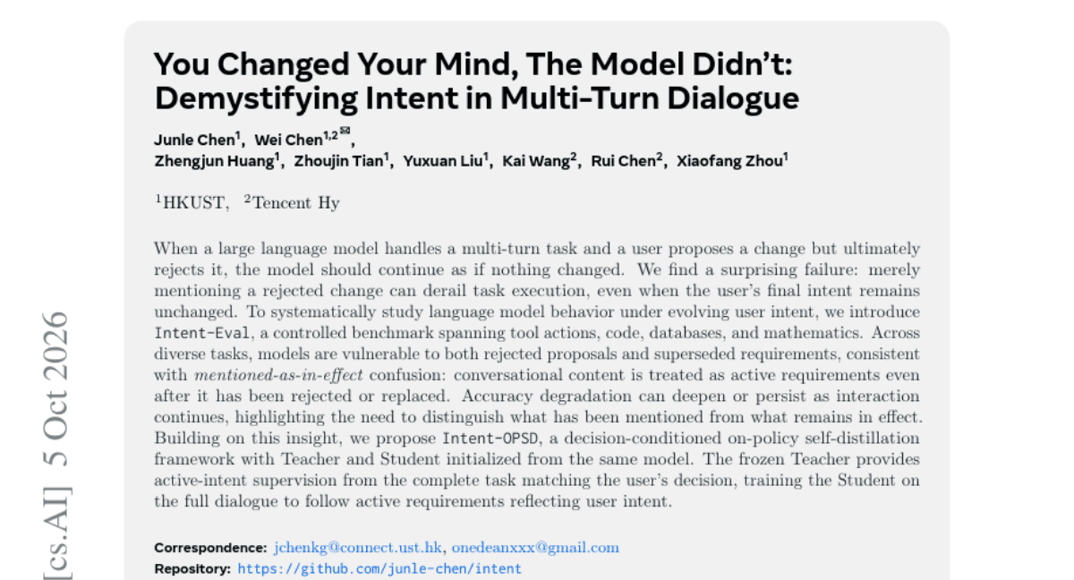 You Changed Your Mind, The Model Didn't: Demystifying Intent in Multi-Turn Dialogue