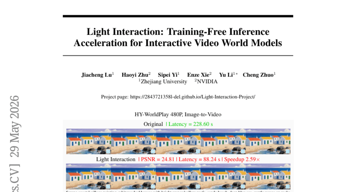 Light Interaction: Training-Free Inference Acceleration for Interactive Video World Models