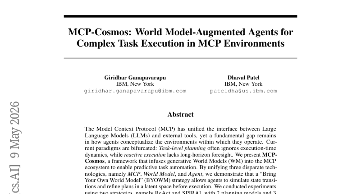 MCP-Cosmos: World Model-Augmented Agents for Complex Task Execution in MCP Environments