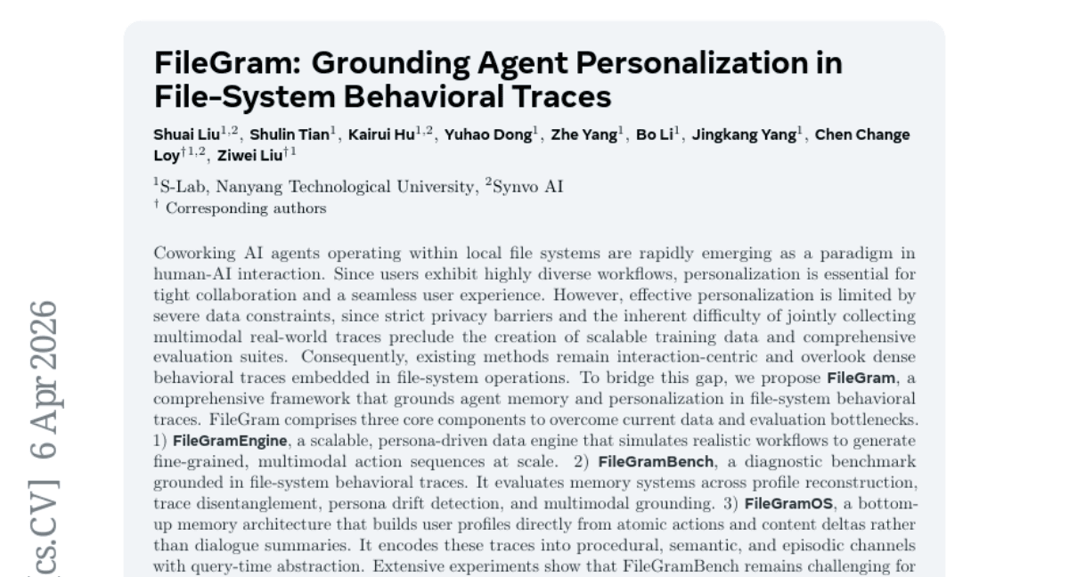 FileGram: Grounding Agent Personalization in File-System Behavioral Traces