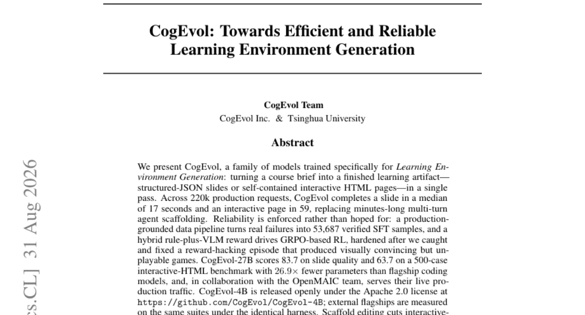 CogEvol: Towards Efficient and Reliable Learning Environment Generation