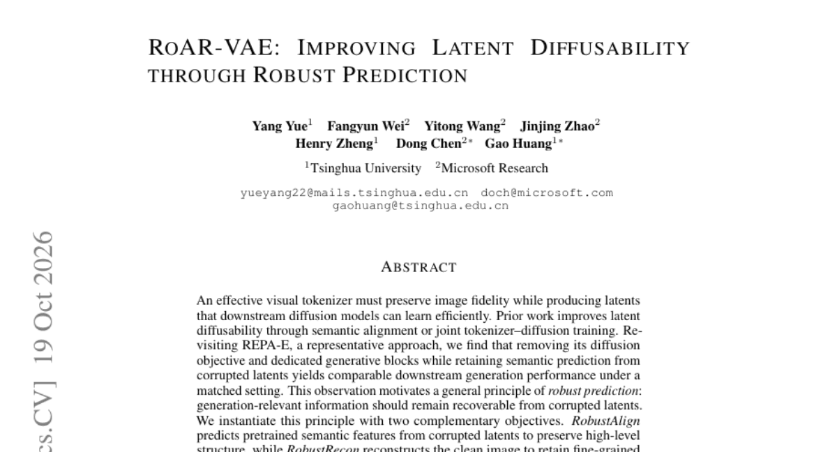 RoAR-VAE: Improving Latent Diffusability through Robust Prediction