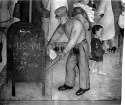 Defaced mural inside Coit Tower - Urban Archive