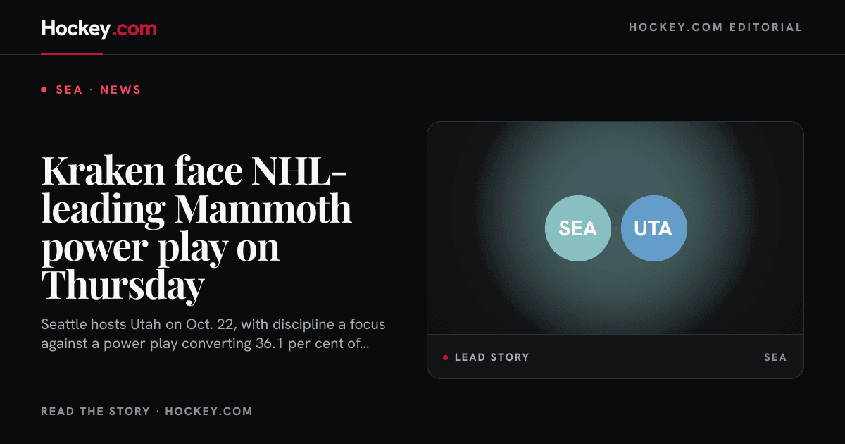 Kraken face NHL-leading Mammoth power play on Thursday