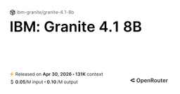 Granite 4.1 8B - API Pricing & Providers | OpenRouter