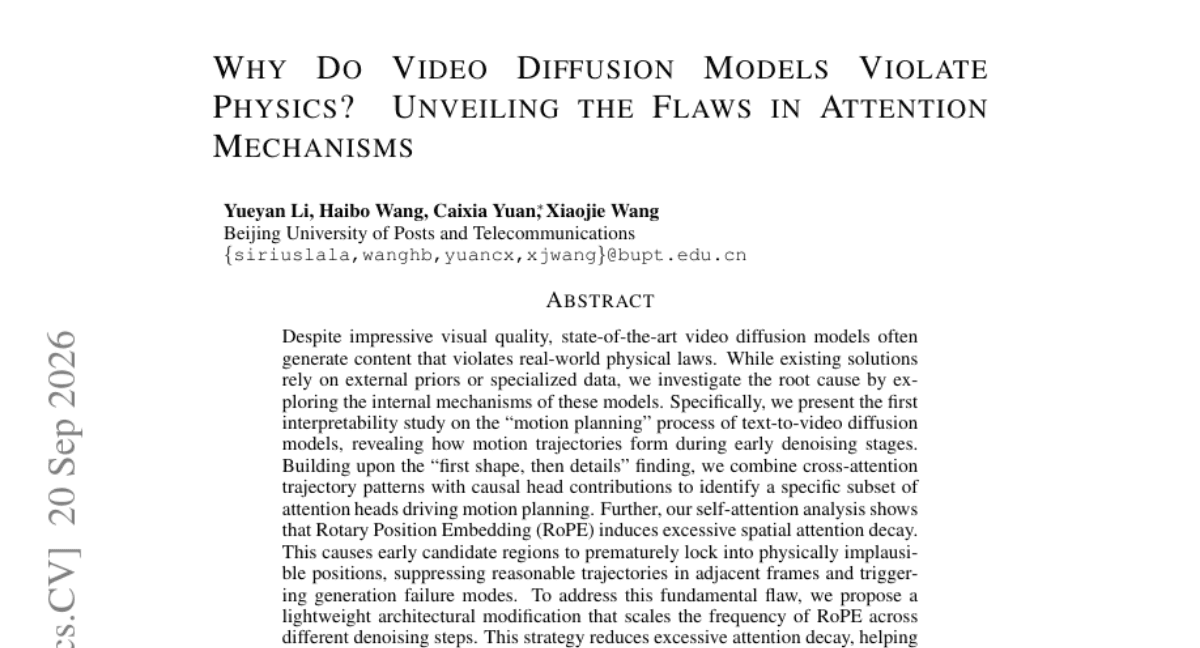 Why Do Video Diffusion Models Violate Physics? Unveiling the Flaws in Attention Mechanisms