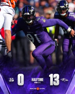 @Ravens: We're up at the half!! https://t.co/QfY4bDlsoA