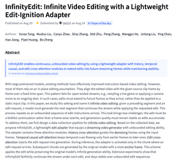 @_akhaliq: InfinityEdit

Infinite Video Editing with a Lightweight Edit-Ignition Adapter

paper: https://t.co/A...