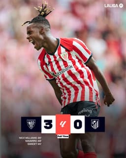 @LaLigaEN: FT: #AthleticAtleti 3-0

🔥 SAN MAMÉS IS ON FIRE!

What a night for Athletic. 🔴⚪️

#LALIGAEASPORTS I ...