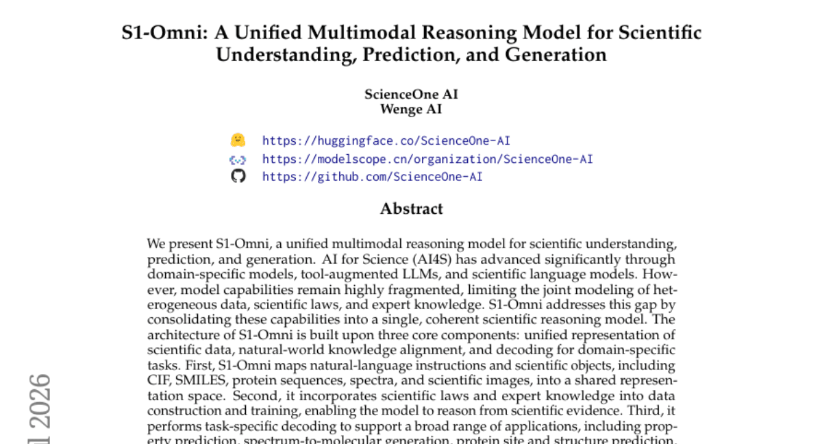 S1-Omni: A Unified Multimodal Reasoning Model for Scientific Understanding, Prediction, and Generation