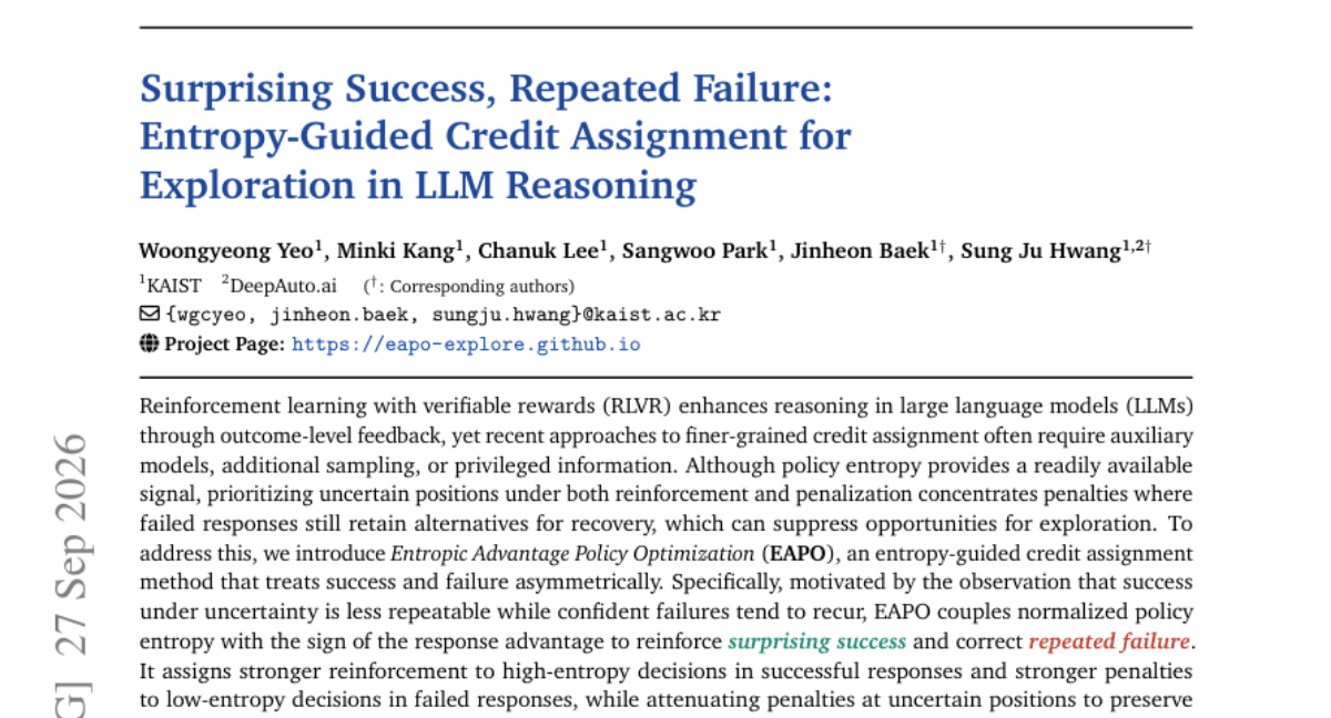 Surprising Success, Repeated Failure: Entropy-Guided Credit Assignment for Exploration in LLM Reasoning